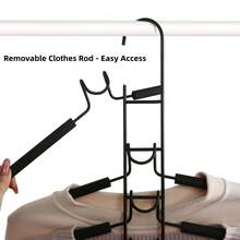 1pc Heavy Duty Space-Saving Multi-Function Hanger 5-In-1 Multi-Layer Metal Design With Anti-Slip Foam Pads, Perfect For Coats, Sweaters, T-Shirts, Jackets And Organizer Closet Storage Solution - View 8