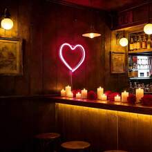 1pc LED Small Heart Neon Wall Hanging Light, Romantic Wedding Scene Decoration, Battery/USB Powered, Home Holiday Birthday Gift, Night Light For Bedroom, Living Room, Bar Decor - Little Love Neon Light - View 4
