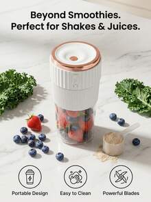 Portable Blender Cup, Rechargeable Personal Blender, Compact Design, USB Electric Juicer Cup, Suitable For Milkshakes, Smoothies And Fresh Juices, Ideal For Home, Office, Gym, Camping And Daily Travel Use - 450ml - View 4