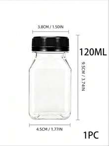 Botol Plastik Kecil dengan Tutup Ulir, Cocok untuk Cairan, Jus, Minuman Kesehatan - Botol Konsentrat Jus Jahe - Botol Mini Transparan yang Dapat Digunakan Kembali/Anti Bocor/Dapat Dibekukan, Wadah Plastik 2oz dengan Tutup - Hitam - View 23