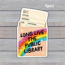 1/3/5PCS Waterproof PP Synthetic Paper Sticker, Long Live The Public Library Rainbow Library Card Decal, Bookish Reader Self‑Adhesive Sticker For Journal Notebook Flask, Bookworm Back‑To‑School Gift For Book Lovers - A - View 11