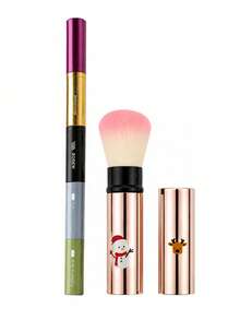 1pc 5-In-1 Portable Makeup Brush Set, Lightweight Detachable Design, Multifunctional Beauty Tool For Eye Shadow, Eyebrow, Lip And Eyeliner, Ideal For Makeup On The Go - Multicolor - View 16