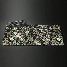 Green Leaves And Pink Flowers Mouse Pad Gamer XL Large Mousepad XXL Mechanical Keyboard Pad Natural Rubber Non-Slip Soft Table Mat - View 6