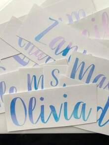 Customized Name Stickers Waterproof Vinyl Stickers, 1-30Pcs Creative Handwritten Artistic Fonts Suitable For Bridesmaid Gifts, Birthday Party Decorations Applicable To Car Body, Hood, Windows, Shop Fronts, Etc. Can Customize Team Names - Multicolor - View 7