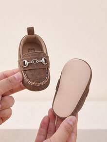 1 Pair Boys Solid Color Slip-On Design Breathable Lightweight 0-3 Months Infant Infant Shoes Fashion Versatile Walking Shoes Suitable For Spring And Autumn - Brown - View 4