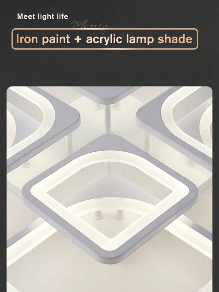 Novel Square Grid Ceiling Light: High Transparency Acrylic Material, Three-Color Dimmable, Large Space No Blind Spots, Wide Illumination. Soft And Glare-Free - Perfect For Living Room, Villa, Bedroom And Dining Room Use. Widely Used In Home Lighting And Decoration. - Multicolor - View 7
