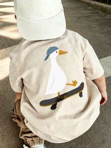 Young Boy Comfortable Soft Fabric Short Sleeve Top, Suitable For Spring, Autumn And Summer Daily Wear - Apricot - View 7