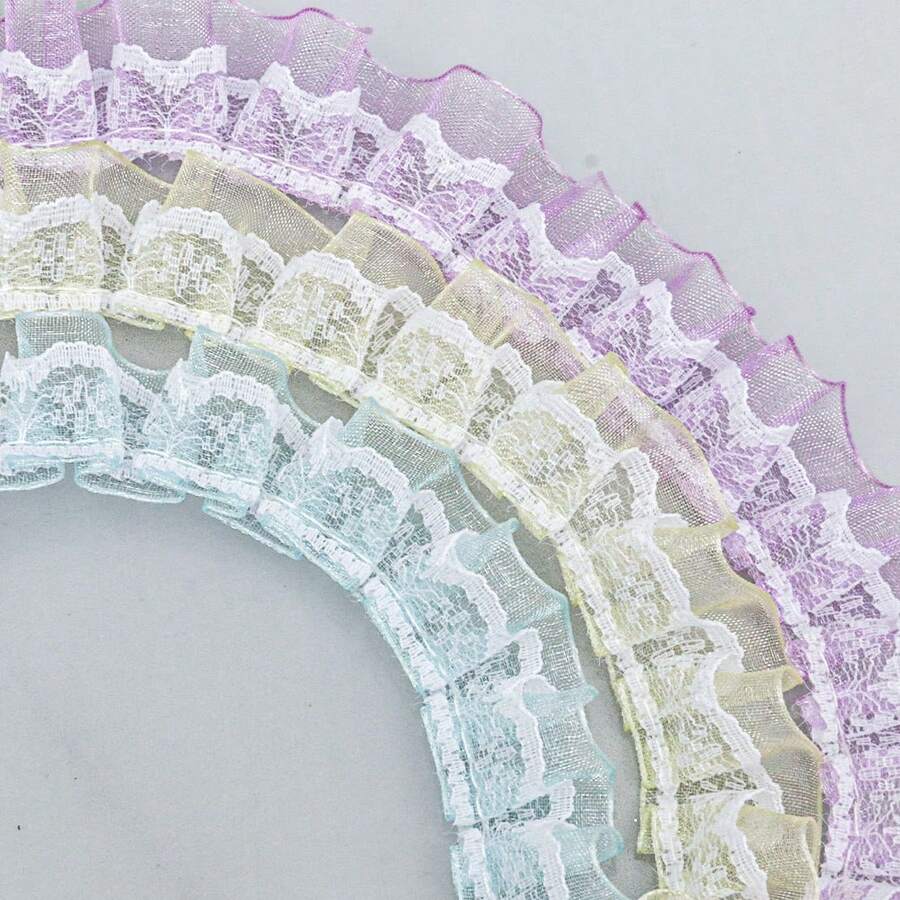 10/5 Yard Pleated Chiffon Lace Trim, Ruffle Skirt Hem DIY Sewing Craft ...