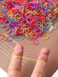 1000pcs Dopamine Colorful Rubber Bands Hair Ties Hair Rings Non-Damaging Hair Ropes Multi-Purpose Hair Accessories Rubber Bands Gift - Multicolor - View 6