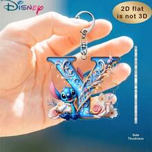 Disney Stitch Letter Embroidered Keychain, 26 'A-Z' Floral Cartoon Patterns, Acrylic Pendant With Chain, Suitable For Bags, Keys And Car Keys, Travel Accessory Gift, Cute Floral Keychain Design, Smooth Surface, Keychain, Decorative Keychain, Cartoon Keychain, Christmas Gift, Fan Gift, 2D Flat Gift, Holiday Gift, Home Decor - Multicolor - View 29