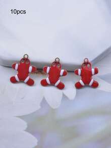 10pcs Christmas Tree Gingerbread Man Reindeer Charms Set Double-Sided Enamelled Snowman Pendant Bracelet Bag Earring Necklace Jewelry DIY Making Decoration - Christmas - View 5