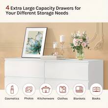 1 pz.Unità di cassetti portaoggetti, mobile con 4 cassetti, organizer multifunzionale, utilizzabile come tavolino da sa, comodino, per camera da letto, soggiorno, corridoio, contenitore per la casa, bianco, anti-ribaltamento - Bianco - Visualizzare 5