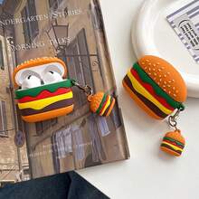 Creative Fun Hamburger + Pendant Earphone Case Compatible With AirPods Pro 3 New Pro 2 Protective Cover Pro Cute Apple 4 Minimalist Personalized Unisex Earphone Case Protective Cover Spring/Summer Earphone Case/Birthday Gift/Holiday Gift - Multicolor - View 2