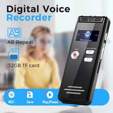 Cappsu Digital Voice Recorder, Portable Voice Recorder With MP3 Playback, Supports Continuous 4552 Hours Audio Recording, High-Definition Dual Microphone Recording Device, Suitable For Lecture A-B Segment Repetition, MP3 Player, Password Protection - View 2