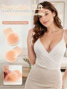 2pcs Invisible Silicone Adhesive Lift-Up Breast Petals, Bra Accessories, Suitable For Summer, Backless Dresses And More - Multi-color - View 1