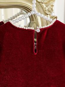 Girls' New Spring/Autumn Long Sleeve Fashion Casual Dress For Christmas - Burgundy - View 8