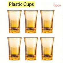6pcs Small Plastic Acrylic Wine Glasses, Suitable For Bar, Pub, Club, Restaurant And Home Use - Perfect For Serving Juice, Beverages And Summer/Winter Drinks - Yellow - View 13