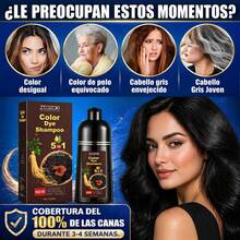 Champú Tinte Para Canas 5 En 1 Para Hombre Y Mujer, Color Negro, Marrón Y Chocolate, Cobertura Total De Canas, Lava, Tiñe, Nutre Y Protege El Cabello, Fórmula Herbal, Color Marrón, 500ml - 4 en 1 - Negro - Ver 8