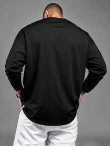 Men's Summer Fashion Versatile Solid Color Crew Neck T-Shirt - Black - View 2