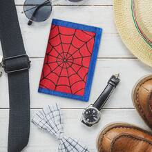 3-Fold Wallet, Spider Web Personalized Wallet, Lightweight Pocket Wallet, Multiple Card Slots - Hidden Zipper Design, Dirt-Resistant Fabric, Black, Red - Multicolor - View 4