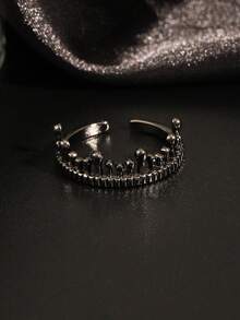 3pcs Fashion Gothic Red Cubic Zirconia Rings, Gothic Style Combined With Dark Elements Ring Set, Unisex Suitable For Halloween, Easter And Matching Gothic Style Clothing - Black - View 5