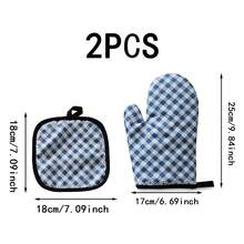 Heat-Resistant Gloves And Pads Set, Fashionable Printed Pattern, Suitable For Baking, Cooking, Grilling - View 12