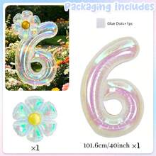 40Inch Colorful Transparent Number Balloons & Large Transparent Daisy Foil Balloons, For Birthday Party, Anniversary Decoration - View 14