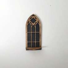 Gothic Window Pane Shelf With Backboard - Unique Cathedral Style Wooden Shelf, Suitable For Plants, Candles And Collectibles - Ideal Home Decor - Multicolor - View 3