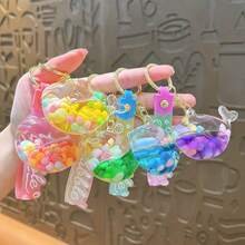 1pc Creative Cute Oil Floating Candy Whale Keychain, Exquisite Bag Pendant, Suitable As A Small Gift For Girls - Multicolor - View 4