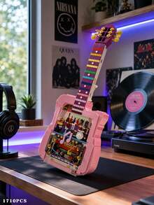 Set Rakitan Gitar Listrik Pink 1710pcs, Cocok Untuk Dekorasi Pajangan Meja/Dekorasi Meja Dapur/Model Buatan Tangan Kelas Kolektor/Hadiah Pecinta Musik/Suvenir Koleksi/Hadiah Musisi, Dekorasi Pajangan Meja yang Unik - Yg tertangkap - View 12