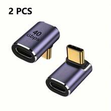90° Right Angle USB-C Adapter, Supports Thunderbolt 3 Type-C Adapter: 40Gbps Data Transfer, Fast Charging, 8K@60Hz Video Output Compatible With Laptops, Tablets,Phones - Grey - View 14