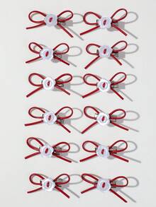 10pcs Girls Multi-Color Flower Bow Hair Clips Hair Accessories Headwear Top Clip Back Clip Side Clip Alligator Hair Clip Daily Use - Red - View 3