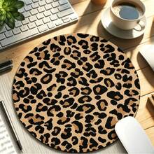 20*20*0.2cm Round Leopard Print Mouse Pad With Non-Slip Rubber Base, Funny Mouse Pad Suitable For Desktop Wireless Computer Mouse, Office, Laptop, Home Office Decor, Cute Office Supplies Gift For Women And Girls - View 4
