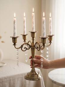 歐式極簡青銅蠟燭台 柱狀蠟燭台 浪漫歐式燭光晚餐婚禮裝飾蠟燭台 桌上中心裝飾家居飾品 簡約方便防燙蠟燭台 浪漫婚禮裝飾 - 銅色 - 查看 12
