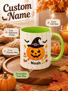 Personalized Halloween Mug, Spooky Gift, Customized Cute Ghost Halloween Mug, Spooky Ghost Mug Gift, Customized Halloween Mug - Multicolor - View 1