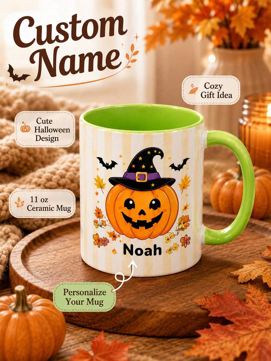 Personalized Halloween Mug, Spooky Gift, Customized Cute Ghost Halloween Mug, Spooky Ghost Mug Gift, Customized Halloween Mug - Multicolor - View 1