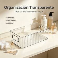 Cajas organizadoras combinadas: cajones de escritorio y bandeja transparente para nevera, almacenamiento multifunción para maquillaje, papelería y alimentos, prácticas asas y compartimentos separados para casa y oficina - A - Ver 11