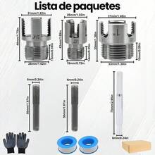 3 Piezas Herramientas para Roscado de Tubos PVC/PPR, 1/2, 3/4 y 1 Pulgada, Roscador de Rosca Interna y Externa de Acero al Carbono, Vástago Hexagonal para Taladro y Atornillador de Impacto, para Instalación, Reparación y Bricolaje - 3 uds. - Ver 8