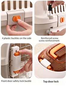 1pc Portable Hard Shell Cat Carrier, Secure Pet Travel Cage With Lock, Top-Opening Design, With Ventilation Holes, Suitable For Kittens, Puppies And Small Pets - Multicolor - View 5