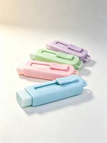 4pcs Vibrant Macarone Color Push-Pull Eraser Durable Rectangular Shape And Easy Sliding Mechanism, Perfect For Learning Office Stationery, Suitable For Learning Office Supplies, Multiple Colors - Multicolor - View 10