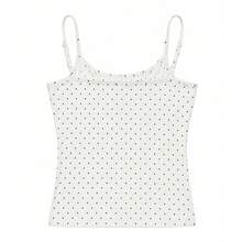 YCYC Korean Style Girl Polka Dot Ruffle Bow Camisole Top Long Sleeve Sun Protection Cardigan 2pcs Set - Apricot - View 8