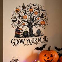 1pc Halloween Horror Book Tree "Expand Thinking" Inspirational Wall Sticker, Removable Self-Adhesive Waterproof PVC Decal, Suitable For Classroom, Library, Study Room, Autumn Home Decor - Wall Stickers - View 6