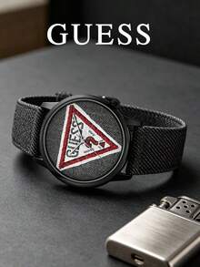 GUESS  Unisex Quartz Watch 42mm Silver Stainless Steel Case White Dial Classic Red Triangle Logo V1001M1 - one-size - View 7