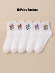 5/10/20 Pasang Kaos Kaki Bayi Acak Motif Pensil dan Pita, Kaos Kaki Bergaris Warna-warni untuk Anak-anak Halloween, Cocok untuk Anak Perempuan Pemakaian Sehari-hari di Musim Gugur dan Musim Dingin - MultiWarna - View 16