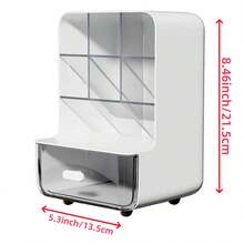 1pc Multifunctional Desktop Pen Holder With Transparent Drawer Multi Compartment Stationery Storage Organizer For Office School Cosmetic Supplies - View 14