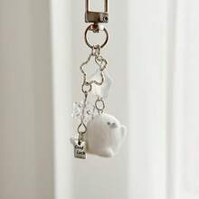 1 móc khóa hải cẩu trắng phủ nhung dễ thương kèm hạt bông tuyết hình sao, tag may mắn treo túi xách, mặt dây chuyền động vật đáng yêu cho ba lô và túi xách - Nhiều màu - Xem 4