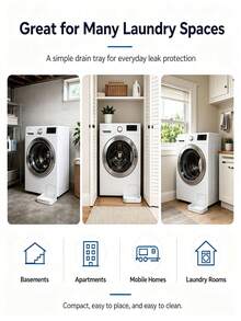 2/1pc Washing Machine Drain Tray, Laundry Room Waterproof & Flood-Proof Bottom Mat, Floor Protection Pad, Prevents Water Overflow And Floor Corrosion, Single Drain Tray Without Accessories - A - View 6