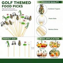 50/100pcs Golf Theme Cocktail Picks, Golf Club Golf Cart Beverage Fruit Appetizer Skewers, Sports Theme Party Decoration - Green - View 4