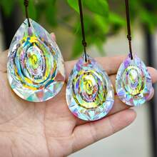 3PCS AB Teardrop Suncatcher Hanging Ornaments, Faceted Rainbow Prism Pendants For Window, Home, Car & Garden Decor - 3pcs Longan - View 6
