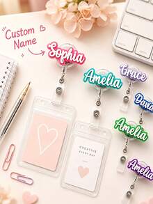 Customizable Text & Name Retractable Badge Reel, ID Clip, Healthcare Worker Name Tag, Office Badge, Stethoscope Accessory; Gift For Nurses & Doctors - Multicolor - View 4